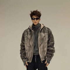 FLYERRER Distressed Crinkled Dirty Fit Jacket