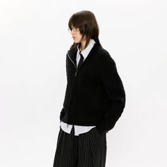 KREATE Asymmetrical Zip Cable-Knit Sweater
