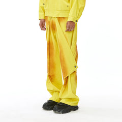 VANN VALRENCE Dye-Washed Convertible Wide-Leg Pants