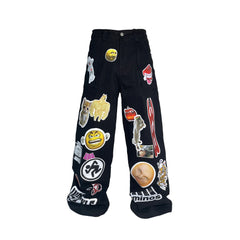 PCCVISION Meme Graphics Wide-Leg Pants