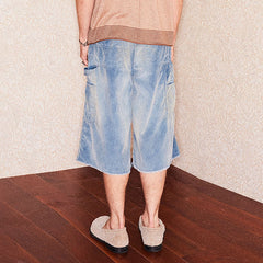 RICHILL Washed Corduroy Raw Hem Shorts