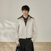 MOITIEDEPETALE Convertible Collar & Hood Plaid Pocket Jacket