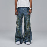 DND4DES Ripple Spliced Washed Jeans
