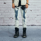VENTUREK Distressed Washed Zippered Studded Slim Jeans