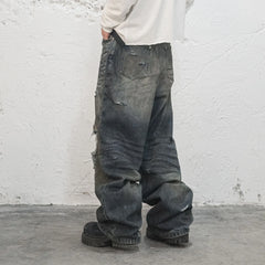 UNDERWATER Muddy Ripped Baggy Jeans