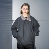LABELROOM Modern Faux-Fur Collar Wool Jacket Gray
