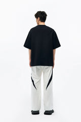 OVERLAPS Contrast Panel Crinkled-Knee Track Pants