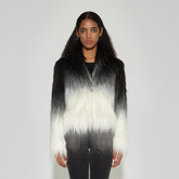 VANN VALRENCE Ombre V-Neck Faux Fur Jacket