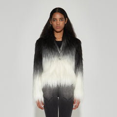 VANN VALRENCE Ombre V-Neck Faux Fur Jacket