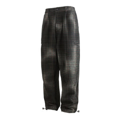 ME DA IGUAL Washed Plaid Tapered Drawstring-Hem Pants
