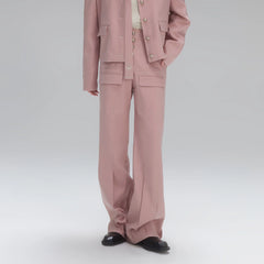 TIWILLTANG Stitched Button-Up Pleated Flared Pants