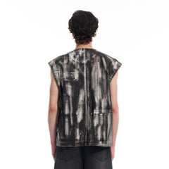 VANN VALRENCE Washed Grunge Paint Multi-Pocket Vest