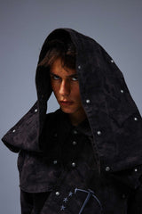 TECNINEGROUP Detachable Hood Star-Rivet Camo Jacket