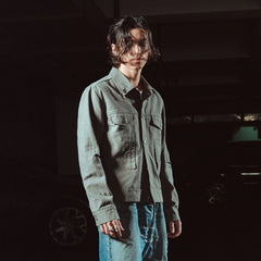 RICHILL Ancient Coin Graphic Curved-Sleeve Canvas Jacket