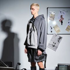 455EMBLE Distressed Spliced Contrast Hoodie