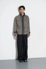 ORAL UTOPIA Multi-Pocket Drawstring Barn Jacket