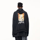 ULIPERY Distressed USB Graphic Hoodie