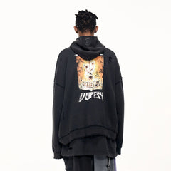 ULIPERY Distressed USB Graphic Hoodie