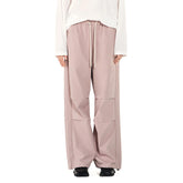OVERLAPS Paneled Pleated-Knee Drawstring Wide-Leg Pants