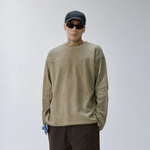 F2CE Distressed Panel-Stitched Long-Sleeve Tee