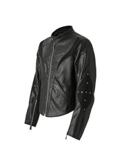 FLYERRER Structured Panel Faux Leather Biker Jacket