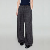 OPICLOTH Retro Paneled Plaid Drawstring Oversized Pants