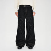 CATSSTAC Contrast Stitch Paneled Raw Jeans