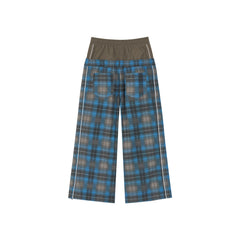 SAVAGEGROWTHWORLD Plaid Double-Waistband Straight-Leg Pants