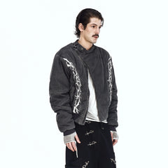 FLYERRER Distressed Asymmetric Placket Totem Bomber