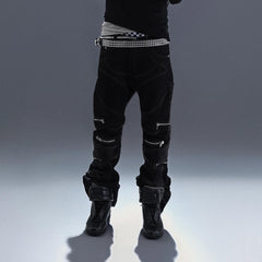 PCCVISION Multi-Zip Stitched Slim Pants