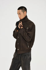 CATSSTAC Layered Placket Structured Paneled PU Jacket