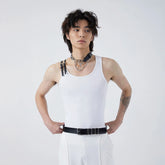 TUIMU Buckle Strap Ribbed Tank Top