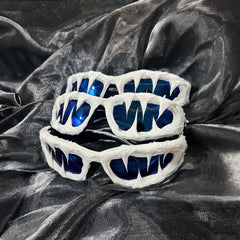 Pi0neeR Ice Melt Dripped Resin Sunglasses Blue