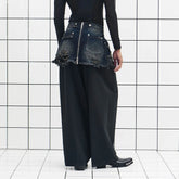 455EMBLE Detachable Frayed Waistband Washed Jeans