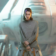 XIPHEVIL Futuristic-Distressed Paneled L/S Tee