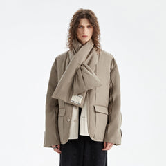 ORGANIC EMOTION Spliced Waterproof Duck Down Scarf Jacket