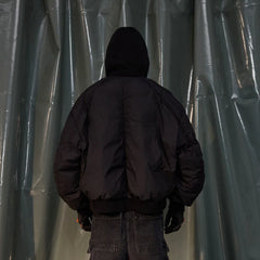 RECOVER ZONE Ruched Layered Hooded Down Jacket