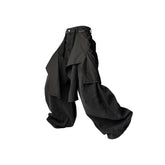 RELABEL Detachable Drape Drawstring Baggy Jeans Black