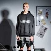 455EMBLE Deconstructed Layered Stripes Shirt-Paneled Hoodie