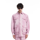 VANN VALRENCE Washed Multi-Pocket Striped Utility Shirt
