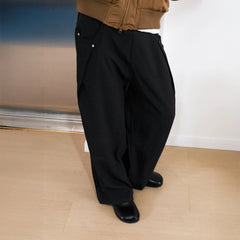 WIID Slanted Pleat Wide-Leg Trousers