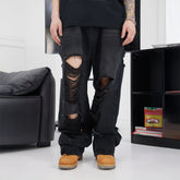 BLACK8MOB Heavy Ripped Washed Baggy Jeans