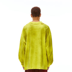 VANN VALRENCE Distressed Contrast Graphic Long-Sleeve Tee