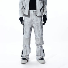 MOGONGSHE Distressed Techwear PU Moto Pants