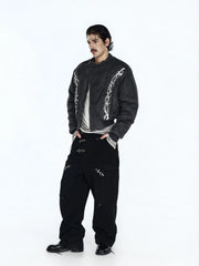 FLYERRER Distressed Asymmetric Placket Totem Bomber