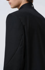 FACEONLAB Stand-Collar Metal-Shoulder Blazer Black