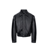 ESAIAS Retro Button-Up Faux Leather Puffer Jacket