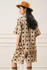 EPIC POETRY Ombre Check Spot Grid Half Shirt