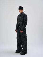 FLYERRER Structured Panel Faux Leather Biker Jacket