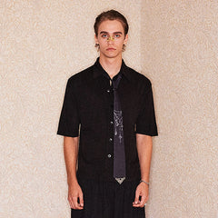 RICHILL Refined Acetate Button-Up Polo Half Shirt